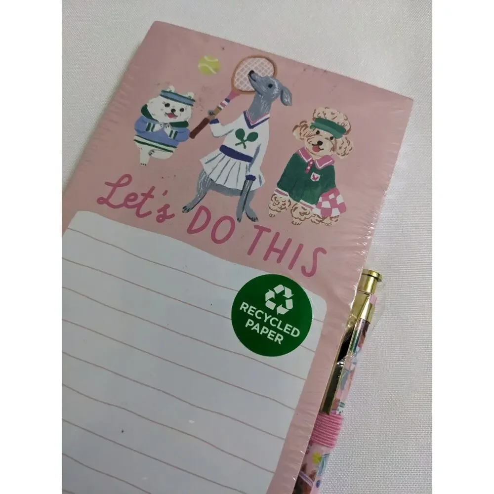 CLEMENTINE PAPER INC. MAGNETIC LINED NOTEPAD DOGS LET'S DO THIS Tennis New